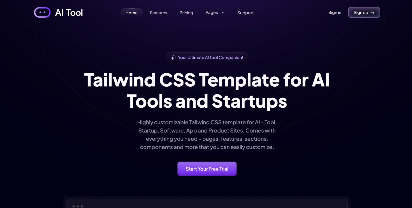 AI Tool - Tailwind CSS Template for AI Product Site