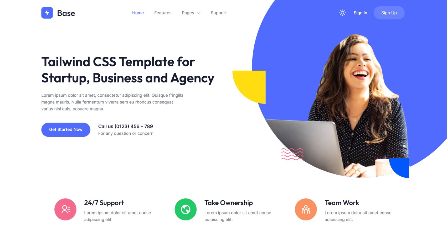 Base - Free Startup and Agency Tailwind Template