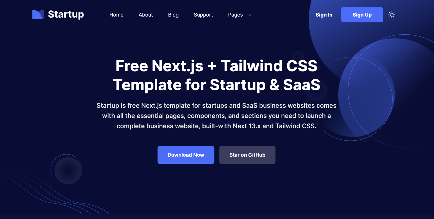 Free Next.js Tailwind CSS Startup Template