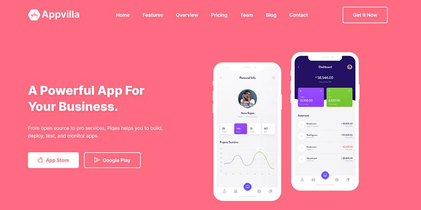 AppVilla - Creative App Landing Page Template