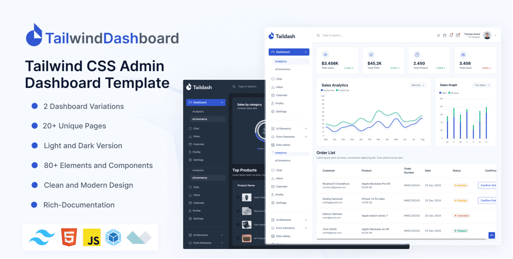 TailDash - Tailwind CSS Dashboard Template