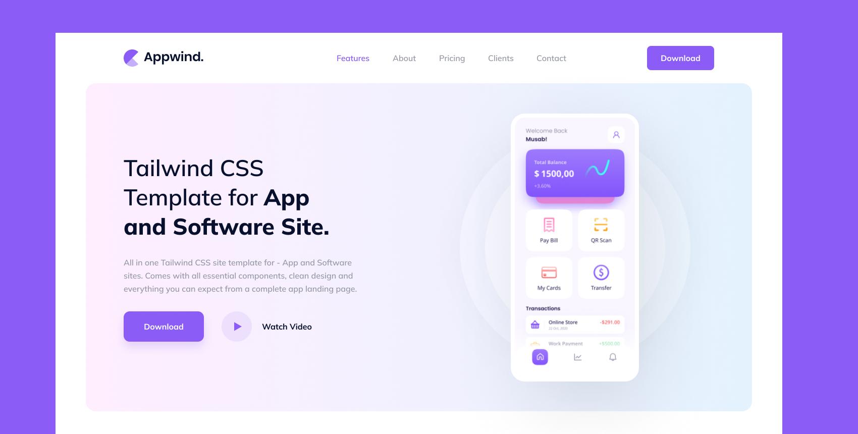 App - Tailwind CSS App Landing Page Template