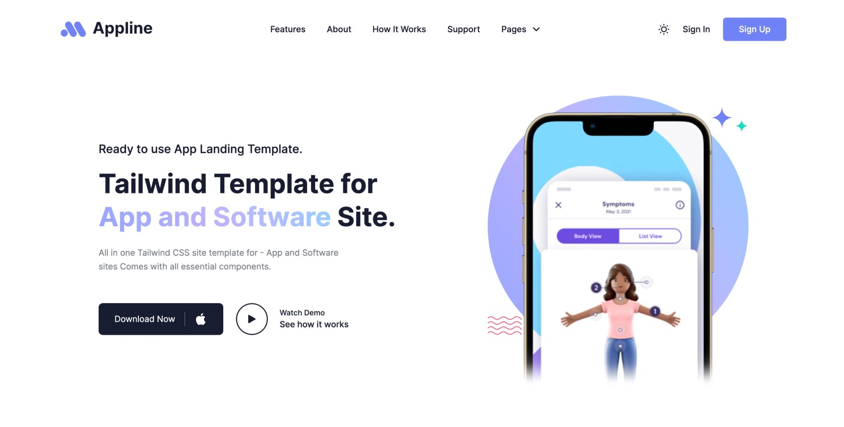 Appline - Tailwind CSS App and Software Template