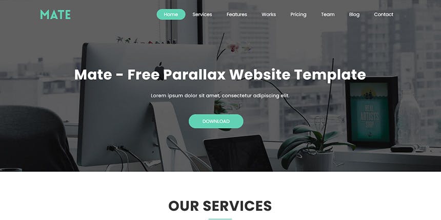 Mate - Free Parallax HTML Website Template
