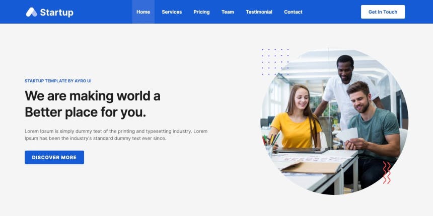 Ayro Startup - Landing Page Bootstrap Template
